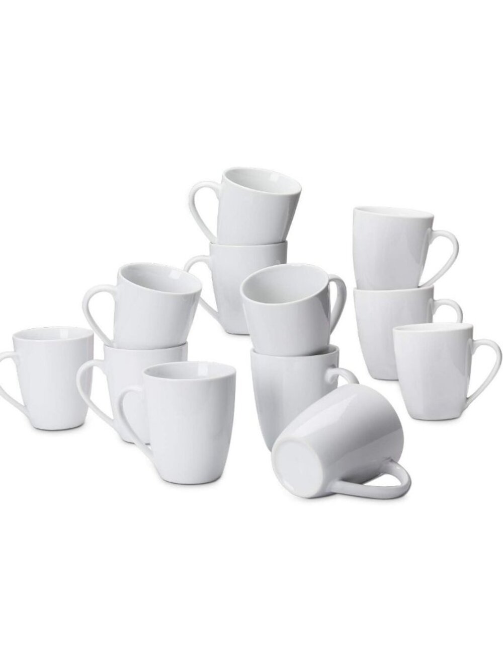 Set of 12 Heat Resistant White Coffee Mugs - Microwave & Oven Safe, 12 oz